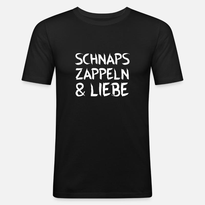 Schnaps zappeln und Liebe - Männer Slim Fit T-Shirt - Schwarz