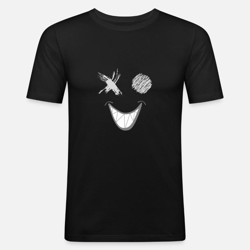 Smile - Männer Slim Fit T-Shirt - Schwarz