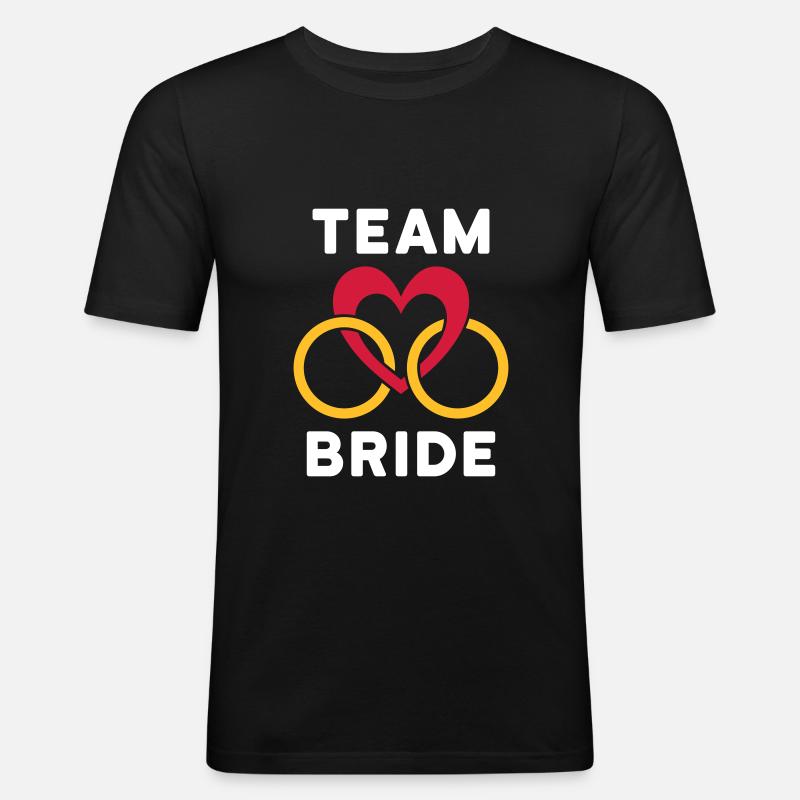 Team bride (Herz, zwei Ringe) - Männer Slim Fit T-Shirt - Schwarz