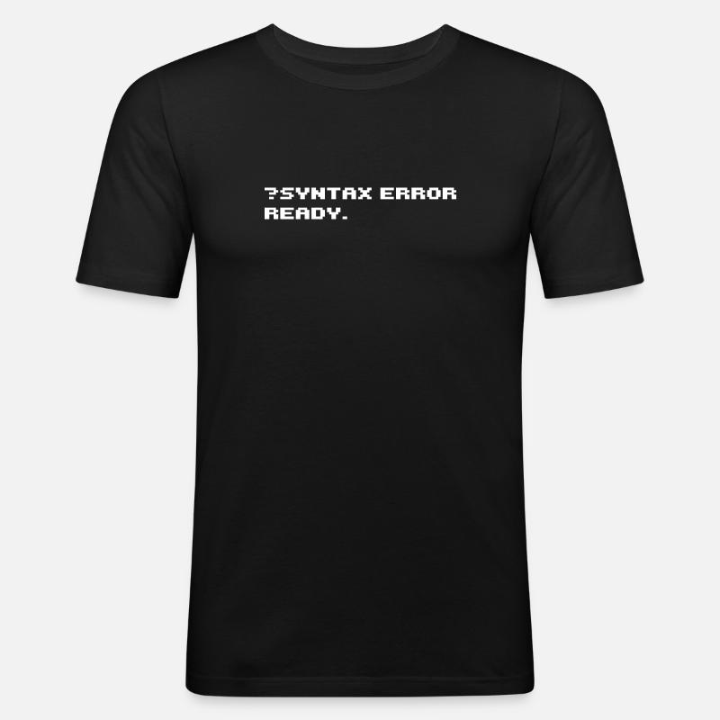 SYNTAXFEHLER 8-Bit-Retro-Computer - Männer Slim Fit T-Shirt - Schwarz