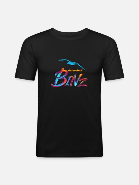 Binz-Ostseebad-Möwe - Männer Slim Fit T-Shirt - Schwarz