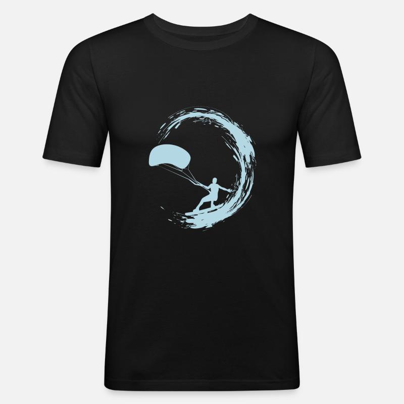 Kite Surfen - Männer Slim Fit T-Shirt - Schwarz