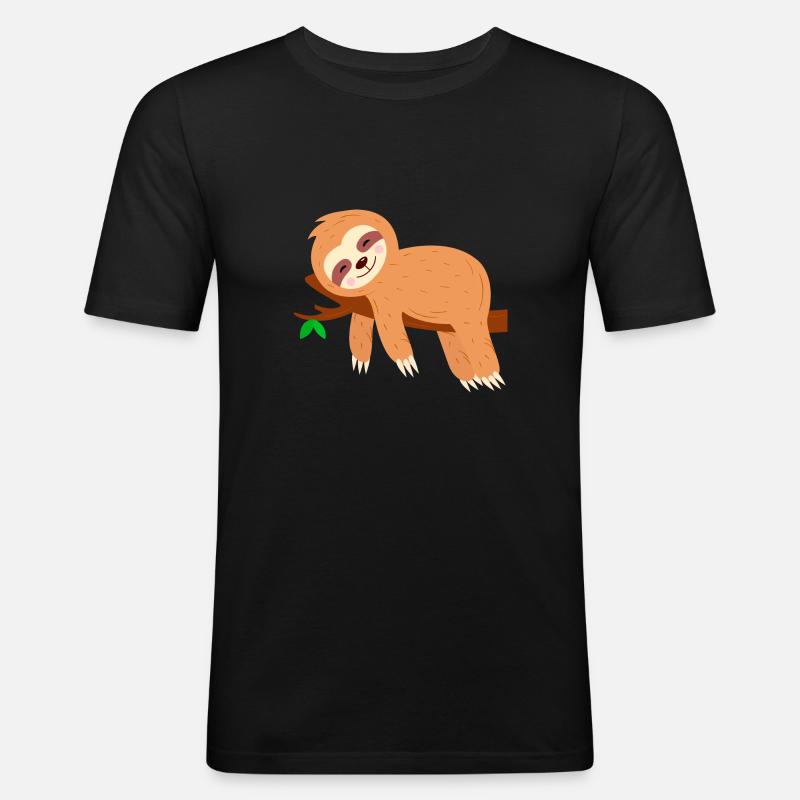 Faultier auf Baum Extrem Chiller - Männer Slim Fit T-Shirt - Schwarz