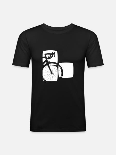 Rennrad in drei grafischen Vierecken - Männer Slim Fit T-Shirt - Schwarz