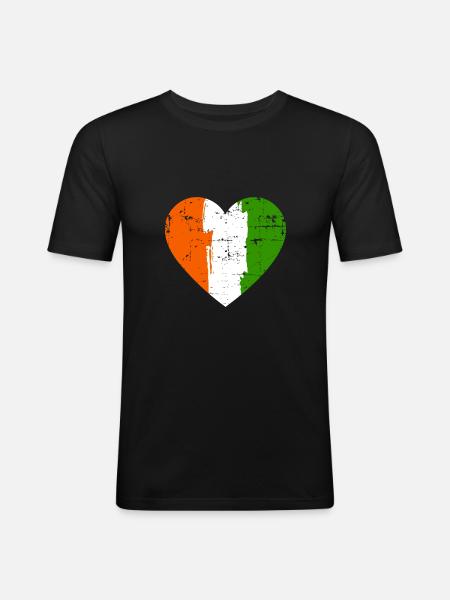 Ireland Heart Flag - Men's Slim Fit T-Shirt - black