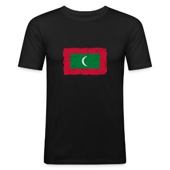 Flag of Maldives - Maldives Flag - shabby look - Men's Slim Fit T-Shirt - black - Front - Nik (191cm)