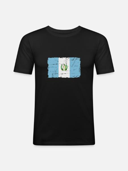Vlag van Guatemala - Vlag van Guatemala - Shabby Look - Mannen slim fit T-shirt - zwart