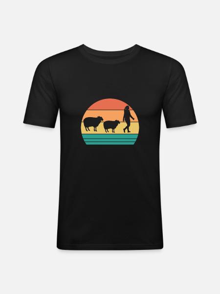 Schäfer Schaf - Männer Slim Fit T-Shirt - Schwarz