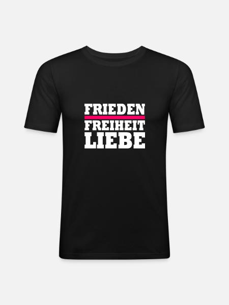 Frieden freiheit liebe - Männer Slim Fit T-Shirt - Schwarz