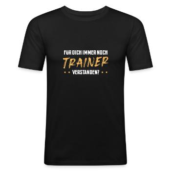 Trainer - Männer Slim Fit T-Shirt - Schwarz - Vorne - Nik (191cm)