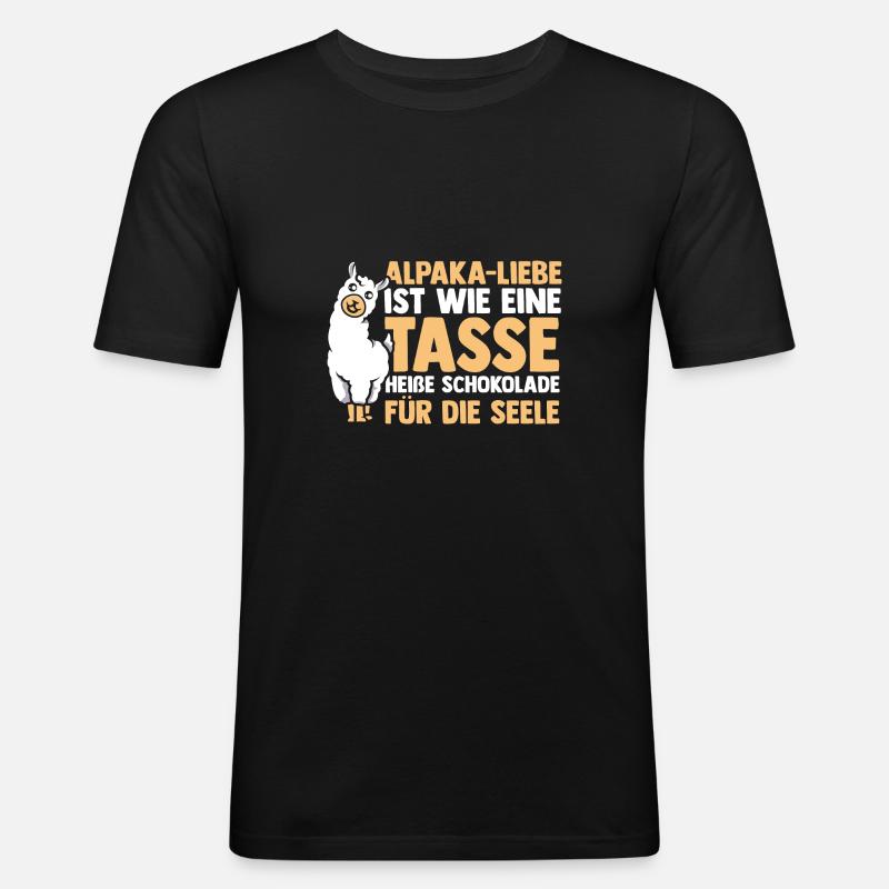 Alpaka - Männer Slim Fit T-Shirt - Schwarz