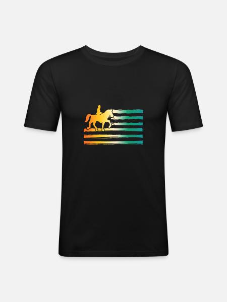 Cheval - T-shirt près du corps Homme - noir