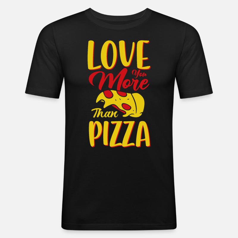 Pizza - Männer Slim Fit T-Shirt - Schwarz