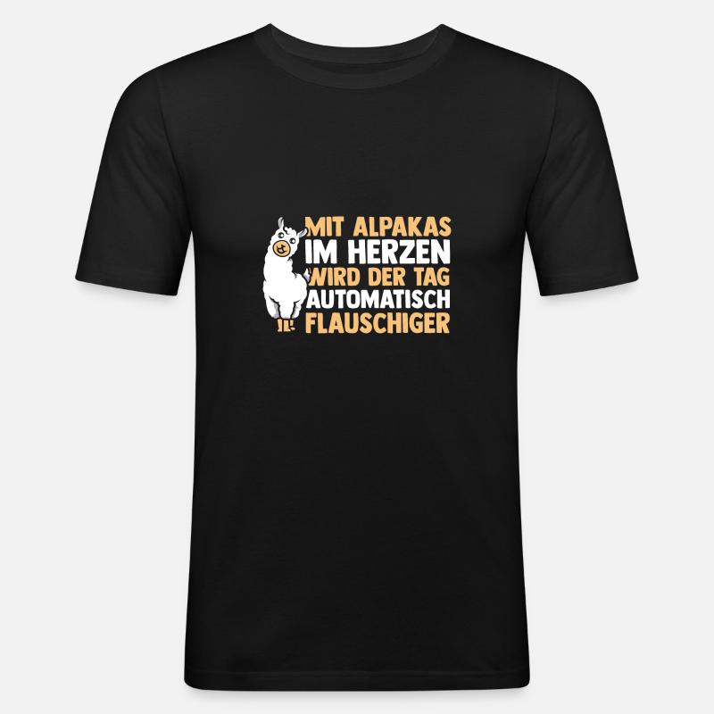 Alpaka - Männer Slim Fit T-Shirt - Schwarz