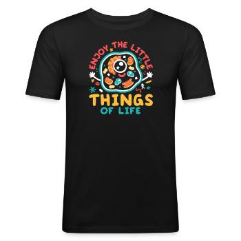 Profitez des petites choses de la vie - T-shirt près du corps Homme - noir - Devant - Nik (191cm)