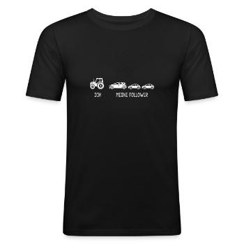 Ich & meine Follower Traktor Trekker Bauer Geschen - Männer Slim Fit T-Shirt - Schwarz - Vorne - Nik (191cm)