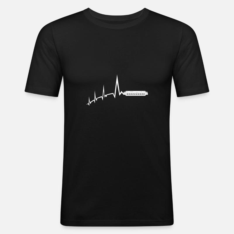Harmonica Heartbeat Harmonica - Men's Slim Fit T-Shirt - black
