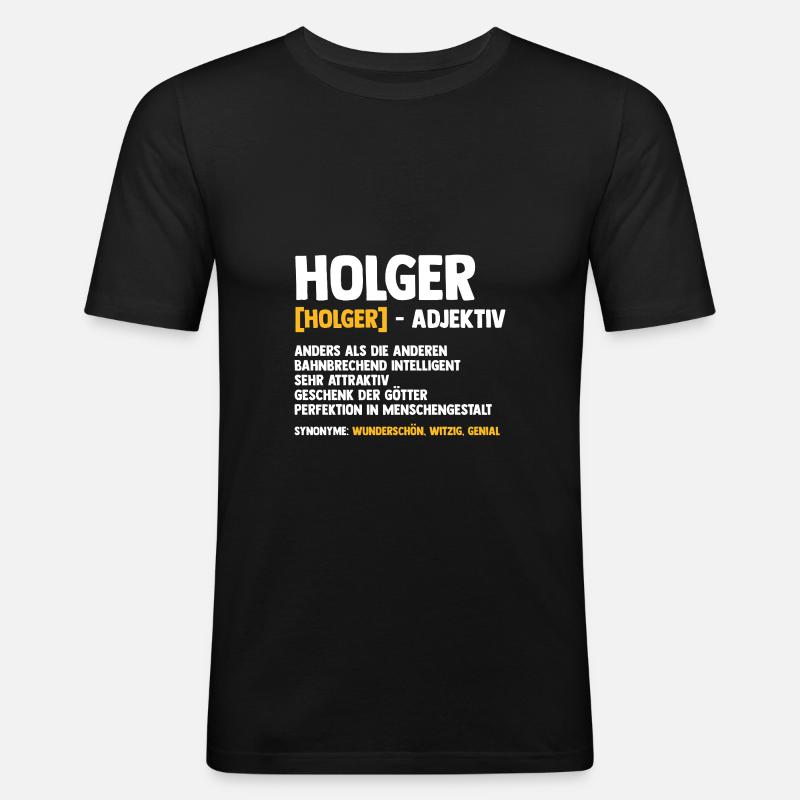 Holger - Männer Slim Fit T-Shirt - Schwarz