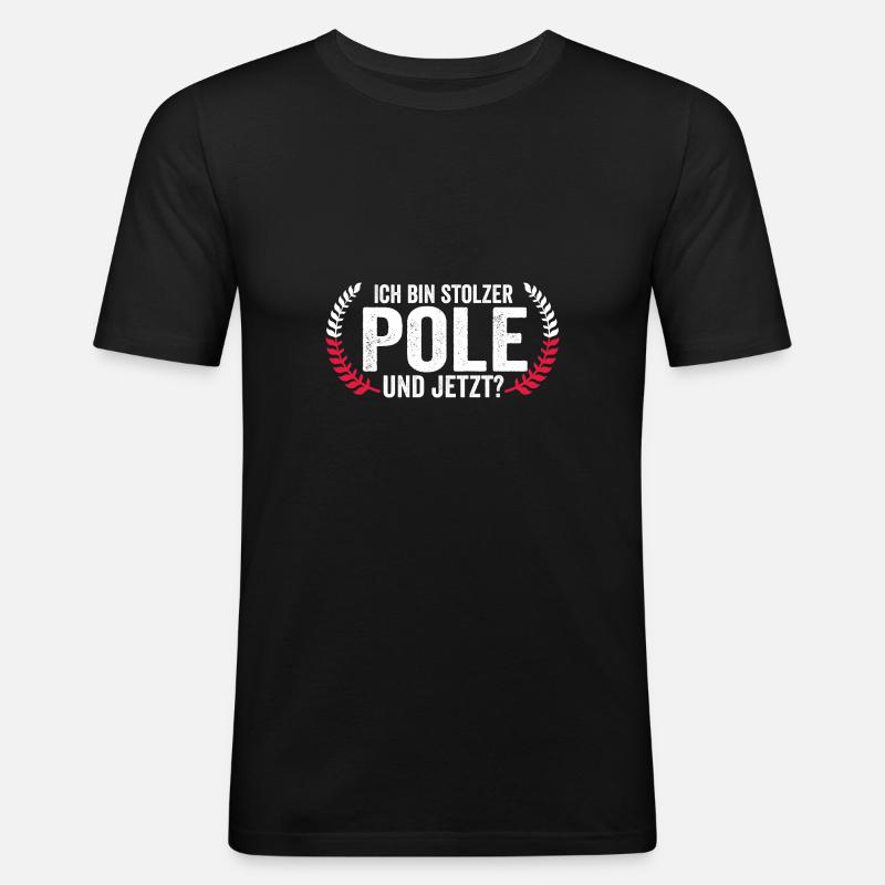 Pole Polnisch Polen - Männer Slim Fit T-Shirt - Schwarz