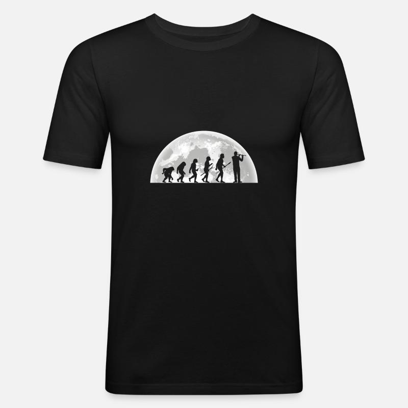 Flötist Evolution Querflöte - Männer Slim Fit T-Shirt - Schwarz