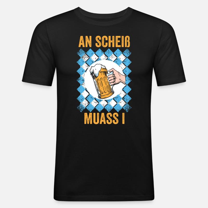 Trachten München Dirndl - Männer Slim Fit T-Shirt - Schwarz