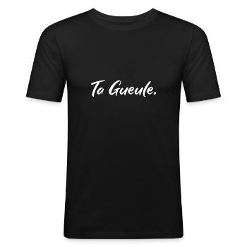 Ta gueule humour cordialement cadeau drôle insulte - T-shirt près du corps Homme - noir - Devant - Nik (191cm)