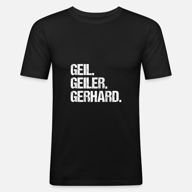 Gerhard - Männer Slim Fit T-Shirt - Schwarz