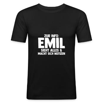 Emil - Männer Slim Fit T-Shirt - Schwarz - Vorne - Nik (191cm)