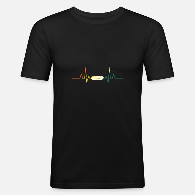 Harmonica Heartbeat Harmonica - Men's Slim Fit T-Shirt - black