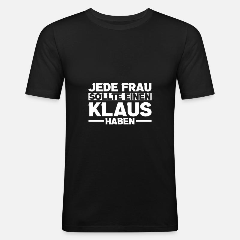 Klaus - Männer Slim Fit T-Shirt - Schwarz