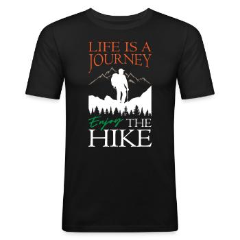 Life is Journey Enjoy The Hike - Men's Slim Fit T-Shirt - black - Front - Nik (191cm)