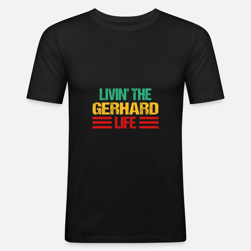 Gerhard - Männer Slim Fit T-Shirt - Schwarz