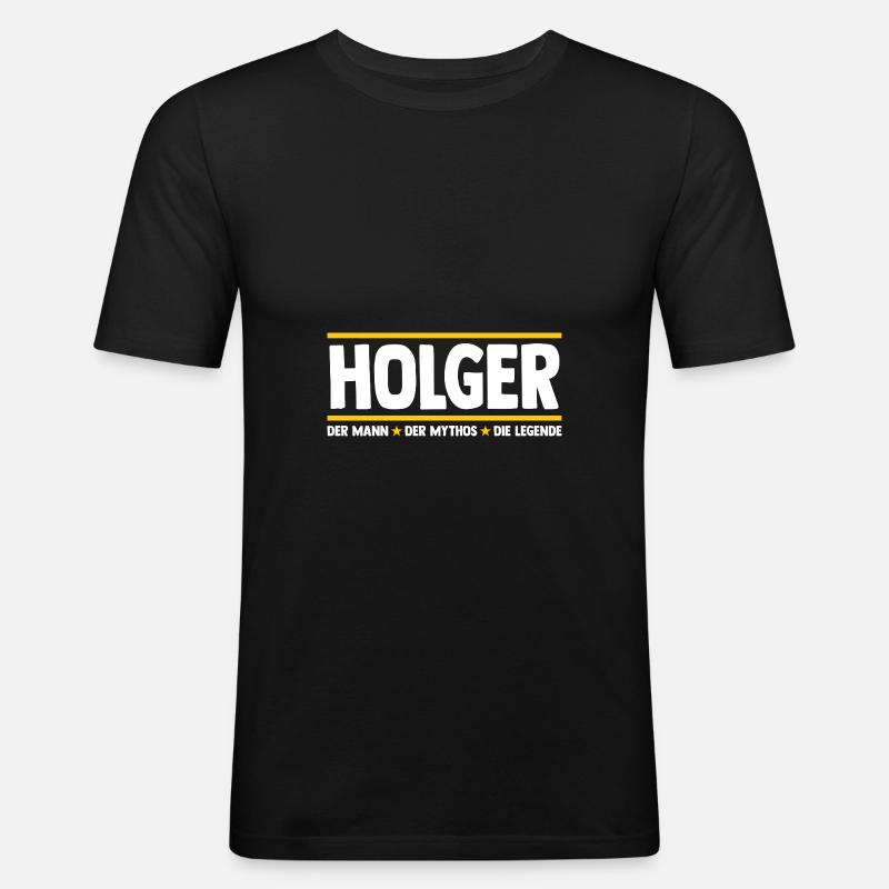 Holger - Männer Slim Fit T-Shirt - Schwarz