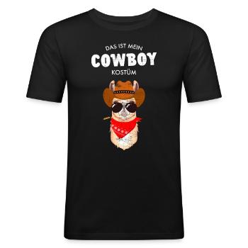 Das Ist Mein Cowboy Kostüm - Lama Alpaka - Männer Slim Fit T-Shirt - Schwarz - Vorne - Nik (191cm)