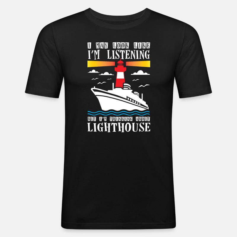 Thinking About Lighthouse Lovers Lighthouse - Männer Slim Fit T-Shirt - Schwarz