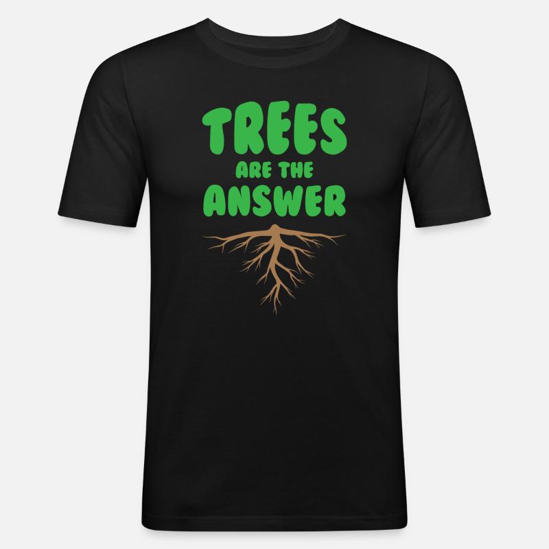 Trees Are The Answer - Männer Slim Fit T-Shirt - Schwarz
