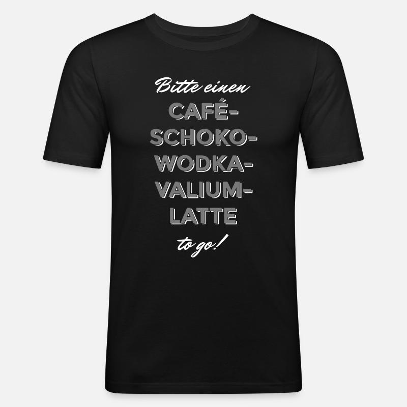 Cafe-Schoko-Wodka-Valium-Latte - Männer Slim Fit T-Shirt - Schwarz