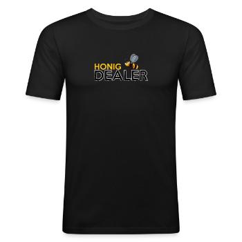 Honig Dealer - Männer Slim Fit T-Shirt - Schwarz - Vorne - Nik (191cm)