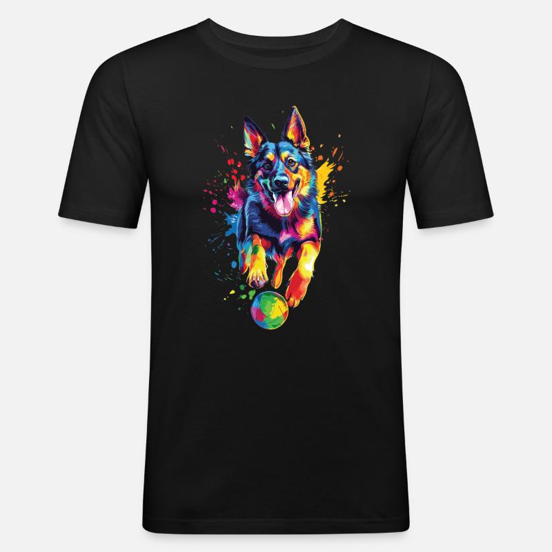 Deutscher Schäferhund - Männer Slim Fit T-Shirt - Schwarz