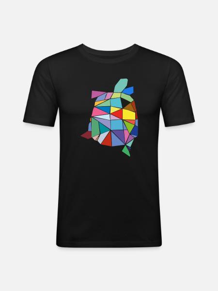 Schildkröte bunt - Männer Slim Fit T-Shirt - Schwarz