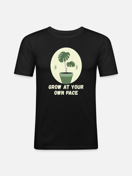 Chacun grandit à son rythme - T-shirt près du corps Homme - noir