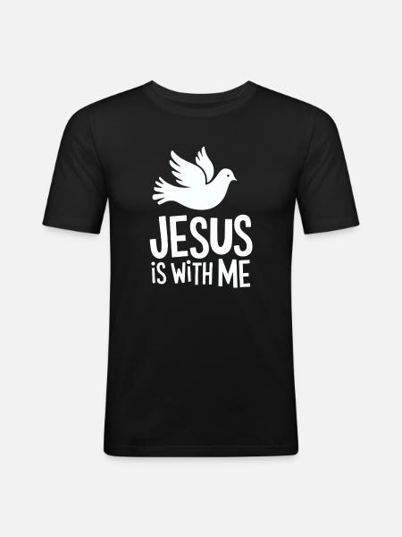 Jesus is with me - Men's Slim Fit T-Shirt - black