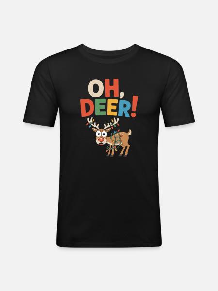 Oh, Reh! Lustiges Weihnachtsgeschenk-Design - Männer Slim Fit T-Shirt - Schwarz