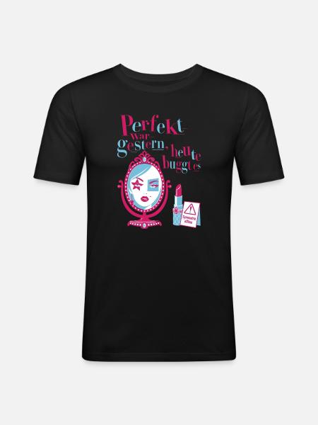 Perfekt war gestern, heute buggt es - Männer Slim Fit T-Shirt - Schwarz