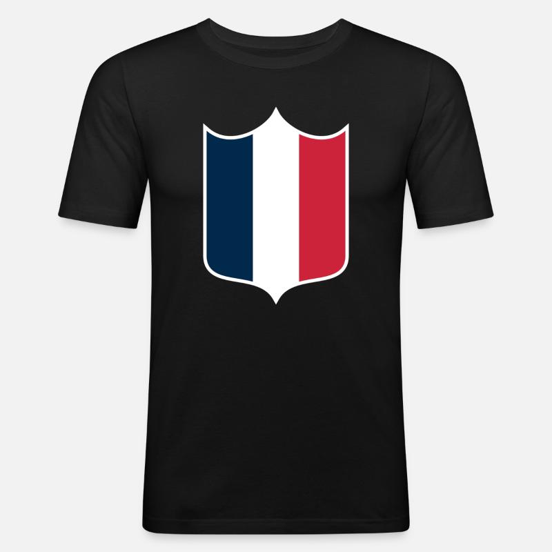 Frankreich - Männer Slim Fit T-Shirt - Schwarz