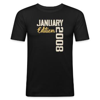Geburtstagsgeschenk geboren im Januar 2008 - 2008 - Männer Slim Fit T-Shirt - Schwarz - Vorne - Nik (191cm)