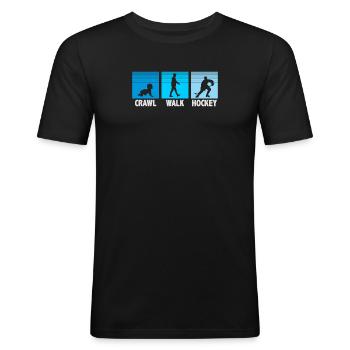 Hockey Evolution, Krabbeln, Laufen, Hockey - Männer Slim Fit T-Shirt - Schwarz - Vorne - Nik (191cm)
