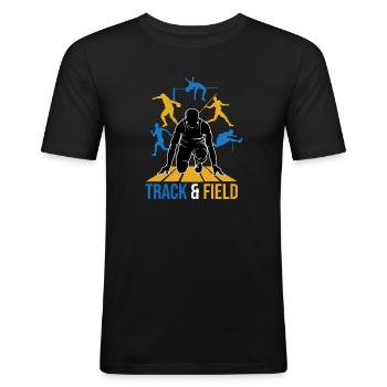 Leichtathletik - Männer Slim Fit T-Shirt - Schwarz - Vorne - Nik (191cm)