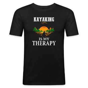 Kayak Kayak Kayak Kayak - T-shirt près du corps Homme - noir - Devant - Nik (191cm)