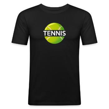 Balle de tennis - T-shirt près du corps Homme - noir - Devant - Nik (191cm)